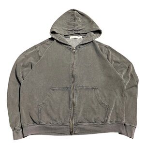 MNML Vintage Wash Cropped Full-Zip Hoodie – Cotton Fleece XS